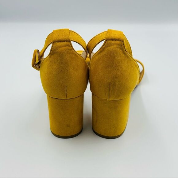 Chinese Laundry Women's Jody Yellow Suede Block Heel Sandals SZ 10 Ankle Strap - Picture 5 of 11